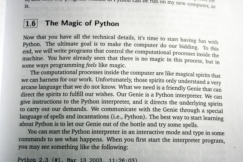 A photo from an introductory Python textbook