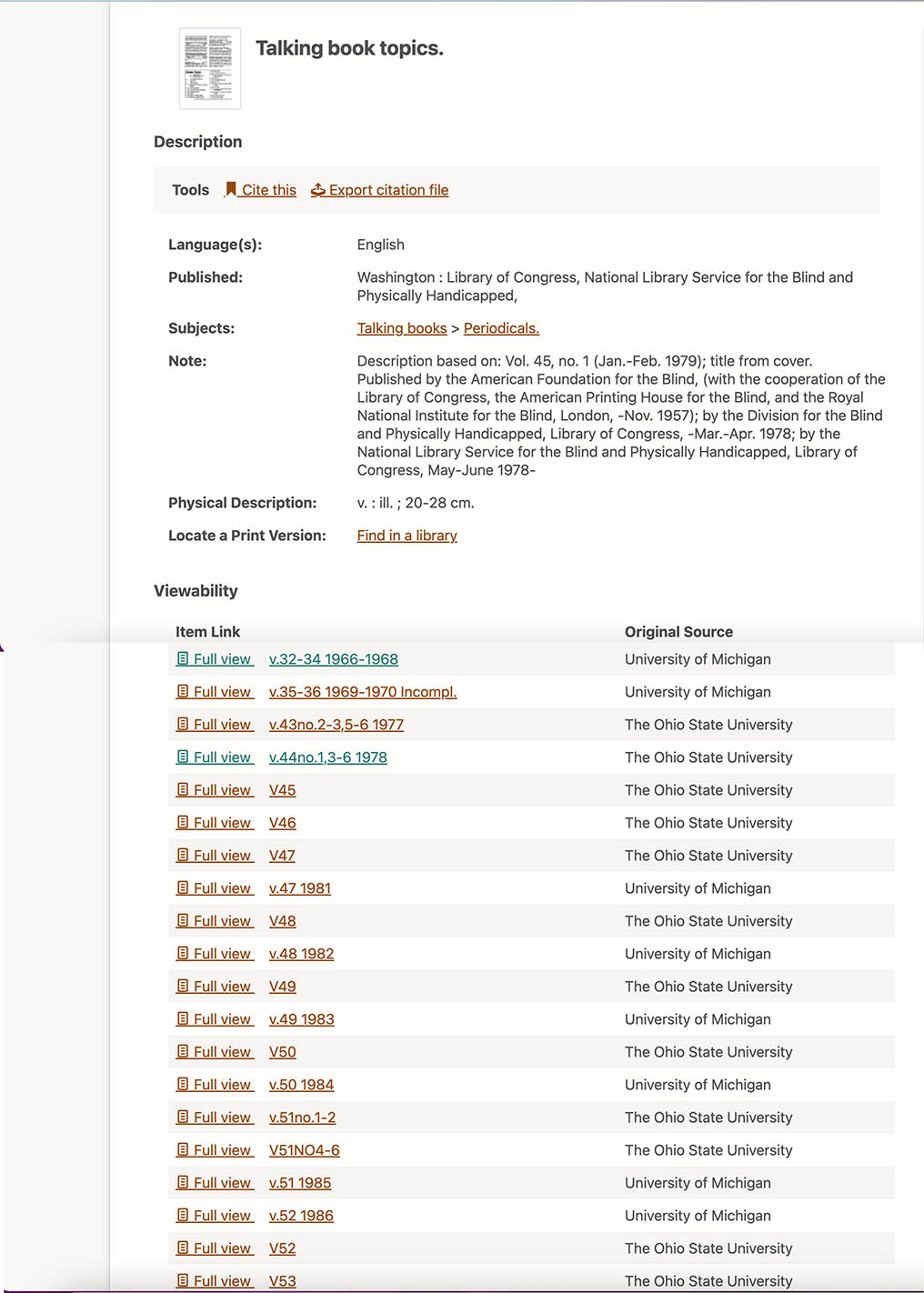 Viewability status of results