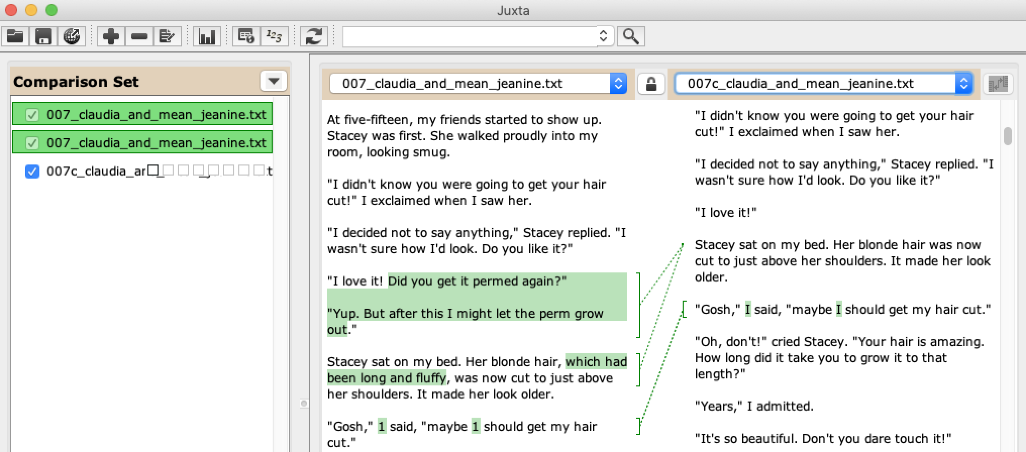 Screenshot of Juxta Desktop