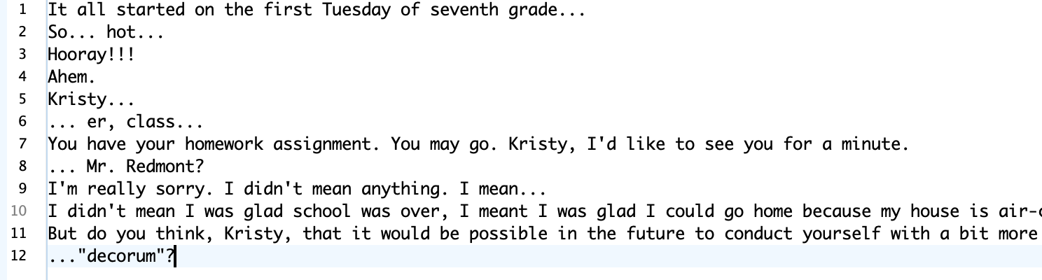 Plain-text transcription of the beginning of the Kristy's Great Idea graphic novel.