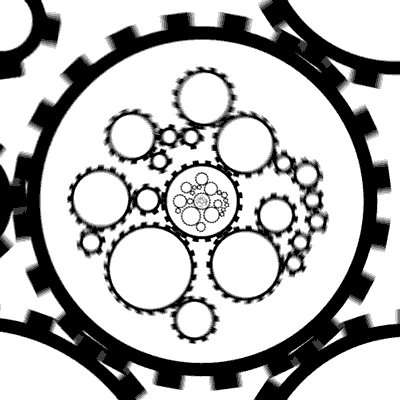 Animated GIF of fractal gears, kind of like a 90s spirograph.