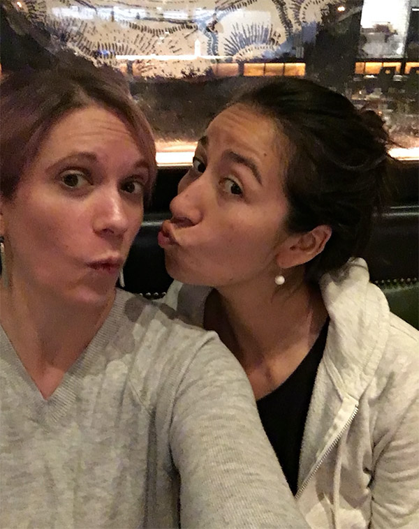 Rebecca and Maria selfie, making kissy-faces
