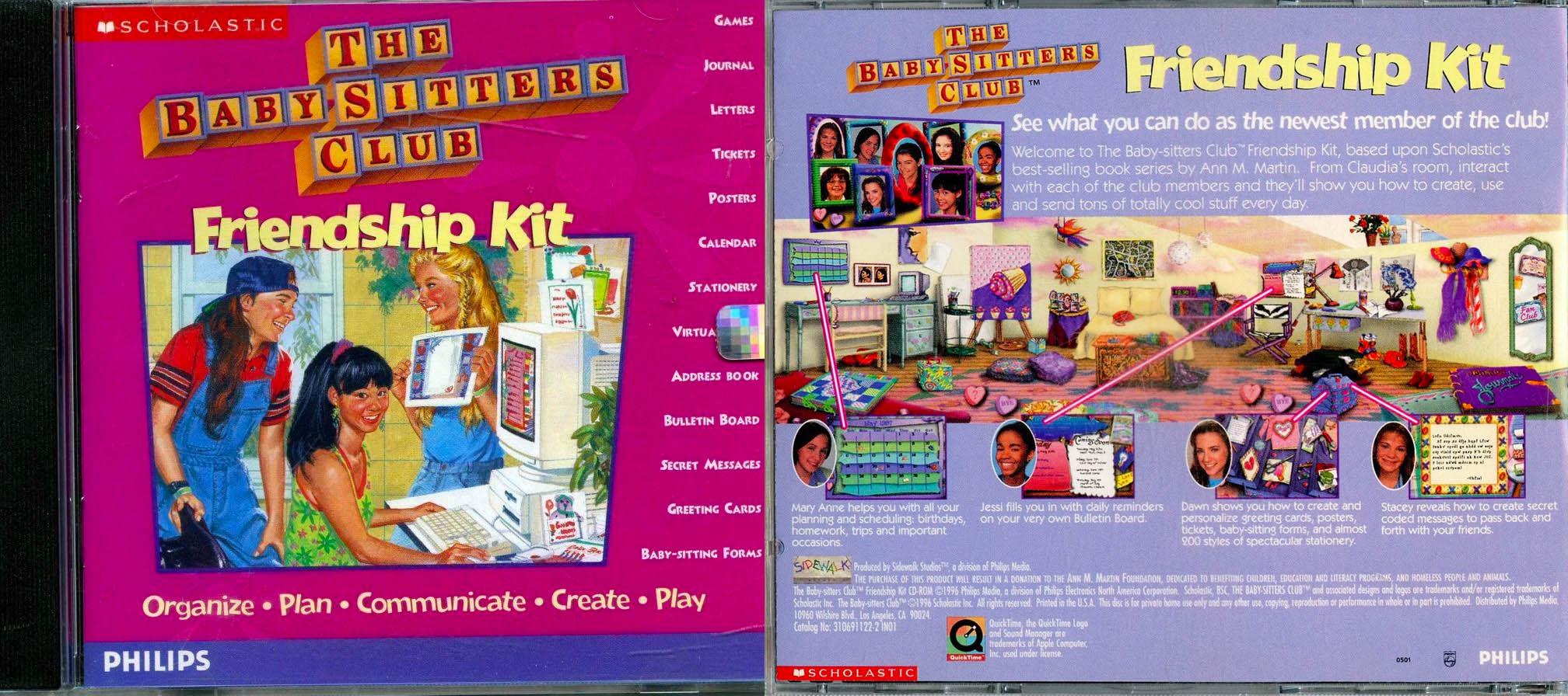Front and back CD cover of the Baby-Sitters Club Friendship Kit