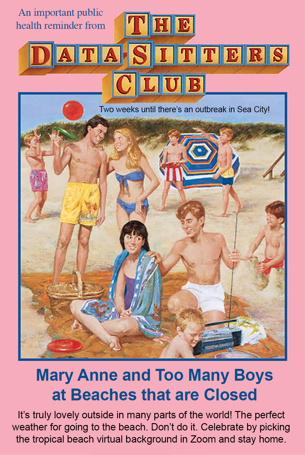 Too many boys at the beach.