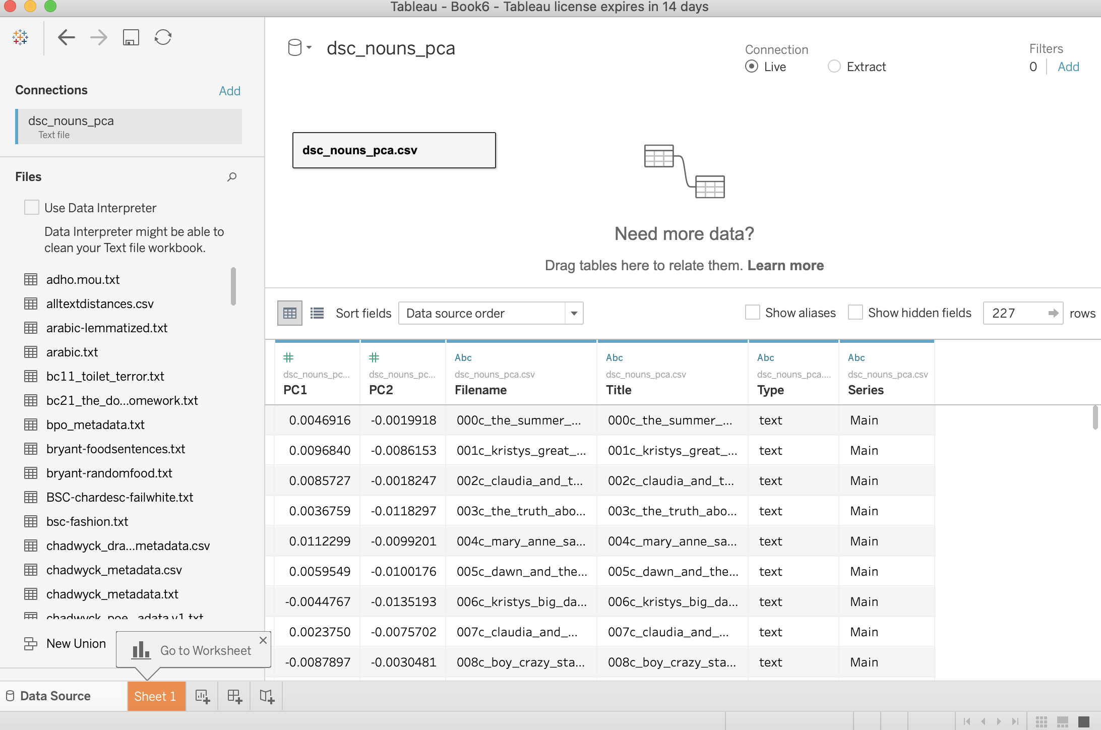 Loading data into Tableau
