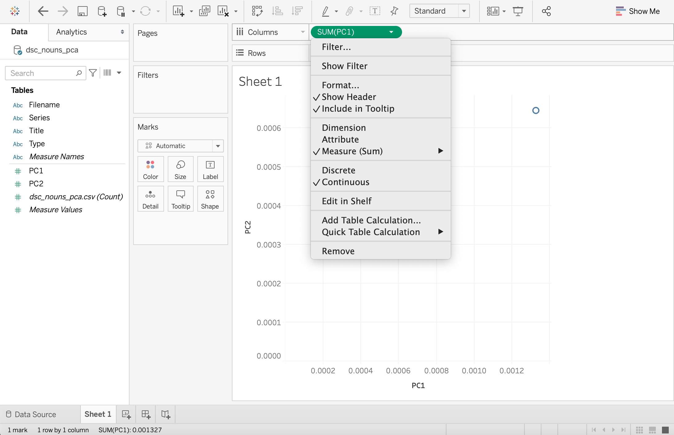 Setting the value to be a dimension in Tableau