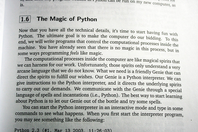 A photo from an introductory Python textbook