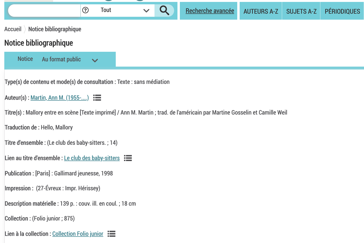 BNF catalog record