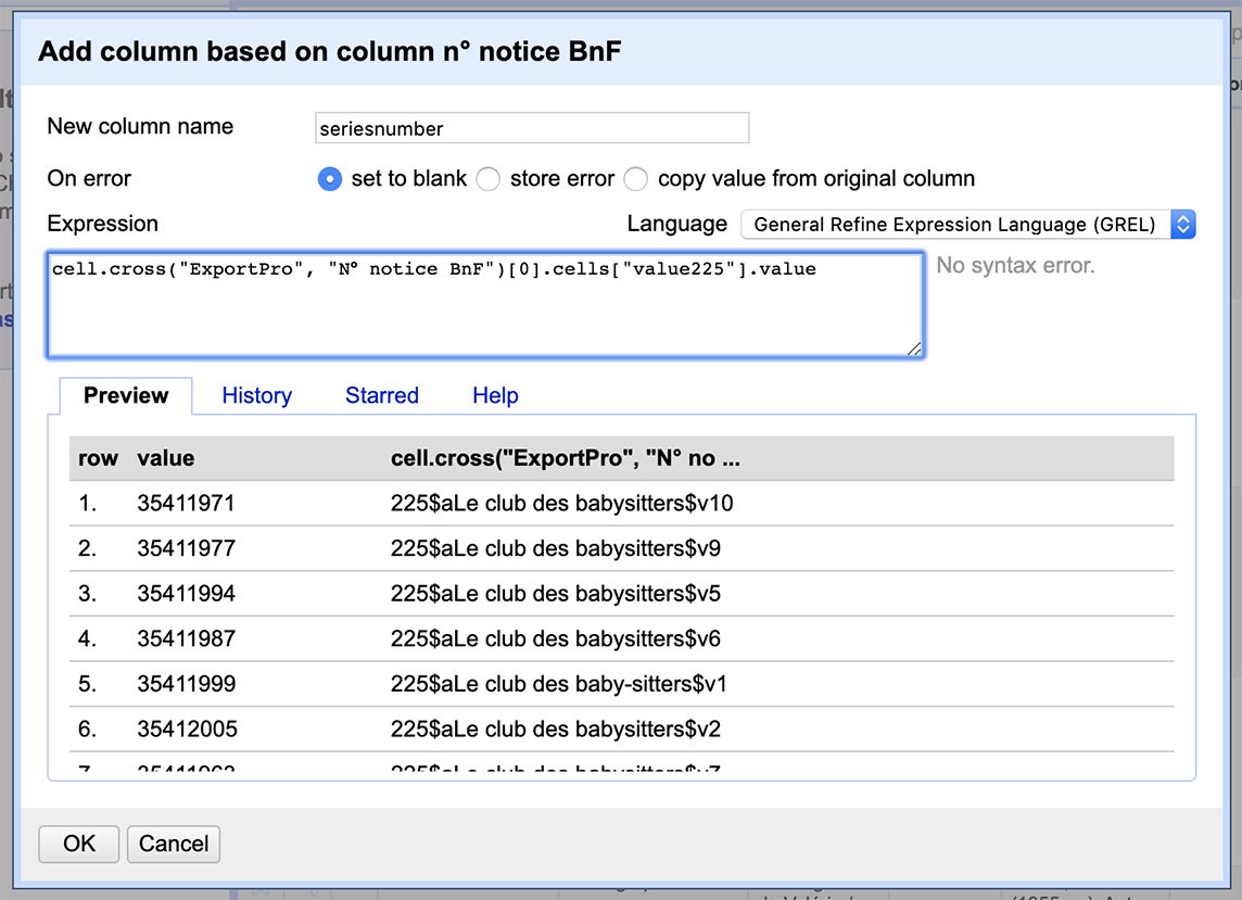 Cell cross data preview
