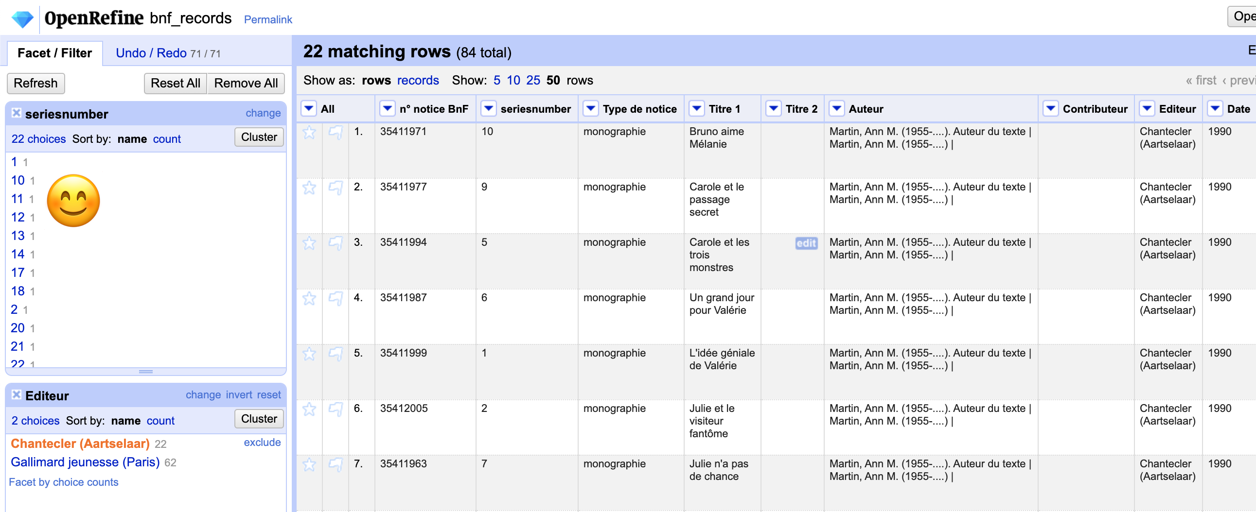 Clean series number facet