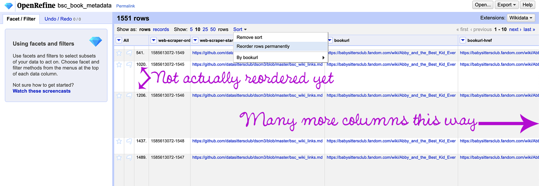 Reordering rows in OpenRefine