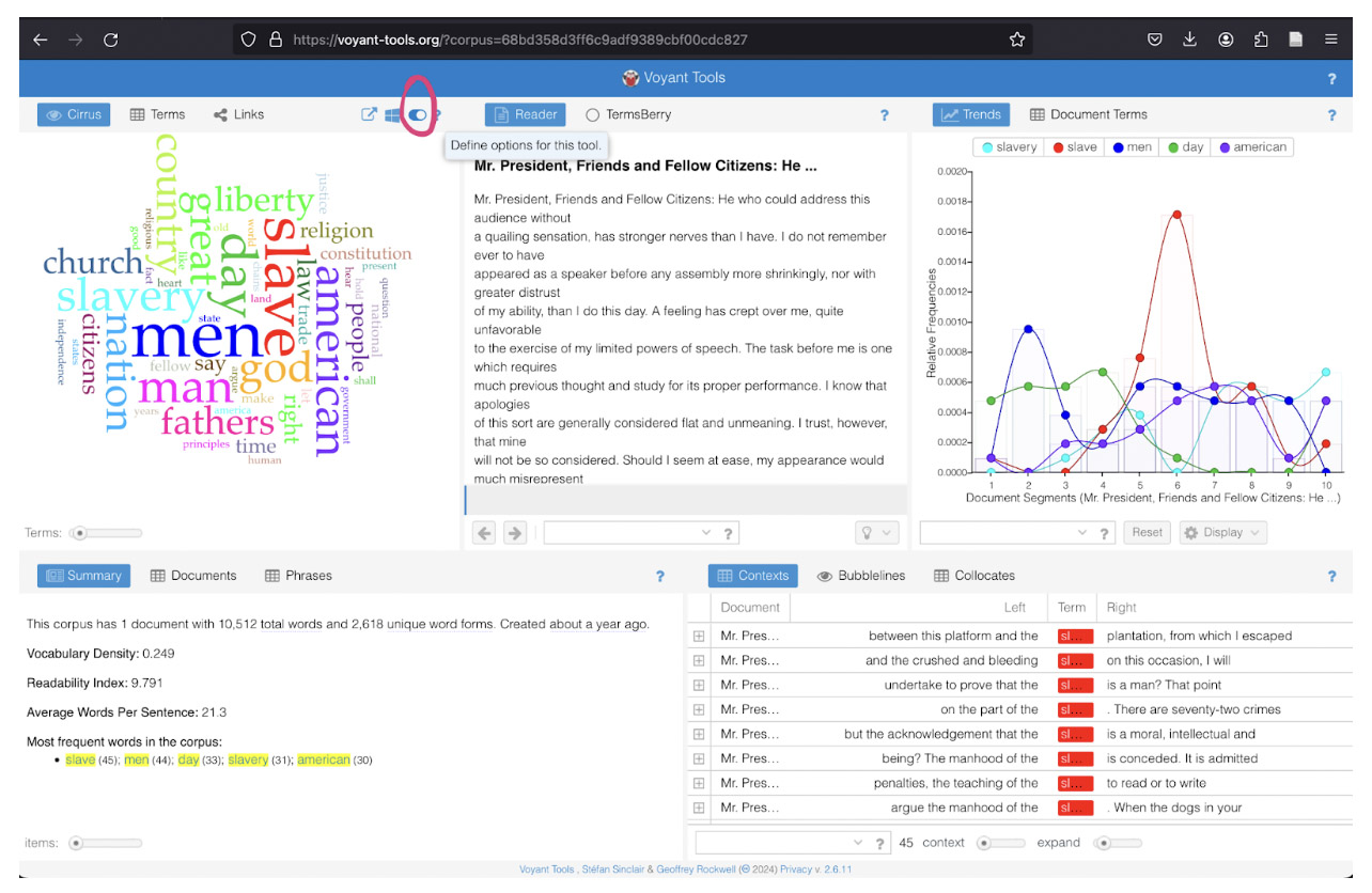 Voyant dashboard with different tools